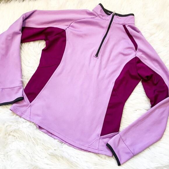 Nike Size Medium M Workout Running Purple Gym Exercise Long Sleeve Top Zipper - Picture 1 of 10